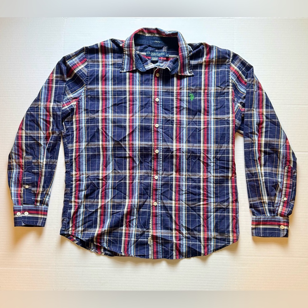 U.S. Polo Assn. Men's Multicolor Plaid Shirt Size Medium 0020 A2‎